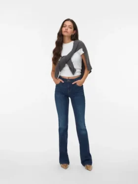 Vmflash-Jeans met middelhoge taille en uitlopende pijpen