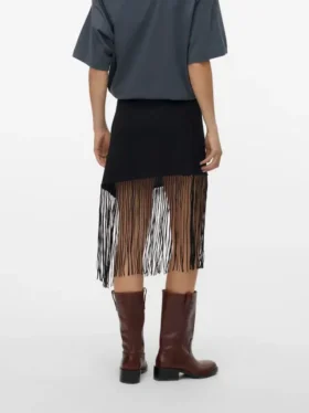 Vmfreja midi-rok met middelhoge taille