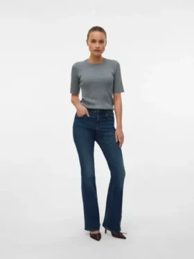 Vmgigi-Jeans met hoge taille en uitlopende pijpen
