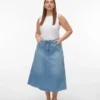 Vmhilla midi-rok met middelhoge taille