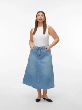 Vmhilla midi-rok met middelhoge taille