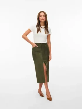 Vmkathy midi-rok met hoge taille