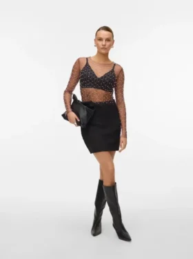 Vmkreta korte rok met hoge taille