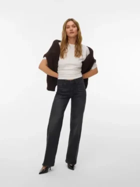 VMLexi-Stretch jeans met middelhoge taille en wijde pijpen