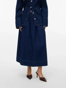 Vmmaiken midi-rok met hoge taille