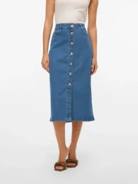 Vmnatty midi-rok met middelhoge taille