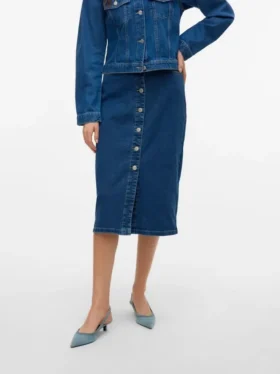 Vmnatty midi-rok met middelhoge taille