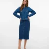 Vmnatty midi-rok met middelhoge taille