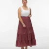 Vmrikke midi-rok met hoge taille