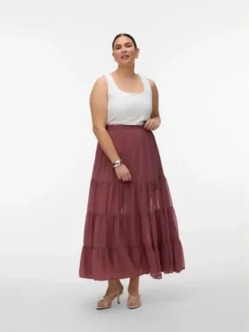Vmrikke midi-rok met hoge taille