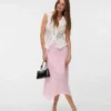 Vmrosie midi-rok met middelhoge taille