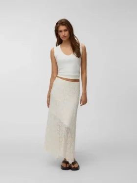 Vmrosie midi-rok met middelhoge taille