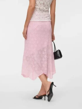 Vmrosie midi-rok met middelhoge taille