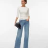 Vmsandie-Stretch-Jeans met middelhoge taille en wijde pijpen
