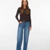 Vmsandie-Stretch-Jeans met middelhoge taille en wijde pijpen