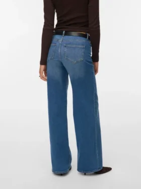 Vmsandie-Stretch-Jeans met middelhoge taille en wijde pijpen