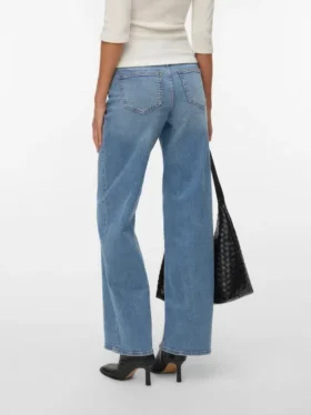 Vmsandie-Stretch-Jeans met middelhoge taille en wijde pijpen