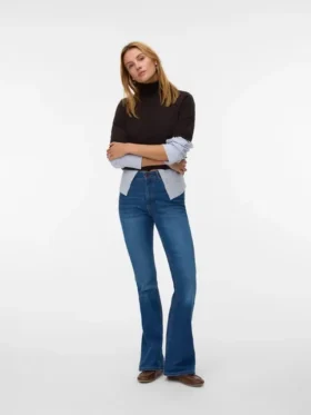 Vmsiga-Jeans met hoge taille en uitlopende pijpen