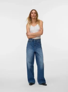 Vmtaylor jeans met middelhoge taille en wijde pijpen
