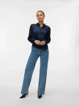 Vmtessa-Jeans met hoge taille en wijde pijpen