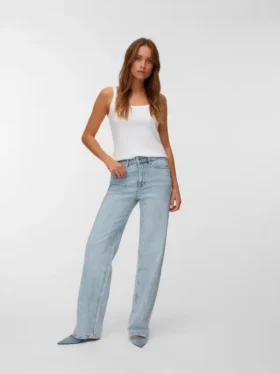 Vmtessa-jeans met strass, hoge taille en wijde pijpen