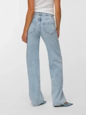Vmtessa-jeans met strass, hoge taille en wijde pijpen