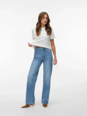 Vmtessa-Stretch jeans met hoge taille en wijde pijpen