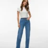 Vmtessa-Stretch jeans met hoge taille en wijde pijpen