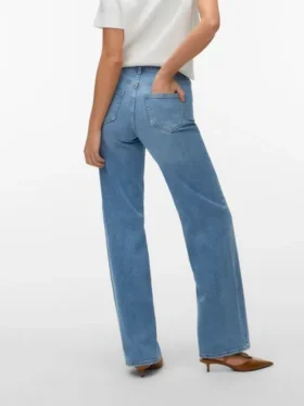 Vmtessa-Stretch jeans met hoge taille en wijde pijpen
