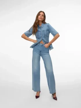 Vmvega-jeans met hoge taille en wijde pijpen
