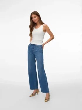 Vmvega-jeans met hoge taille en wijde pijpen