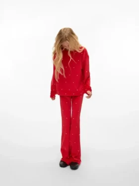 Vmvelvet broek met hoge taille