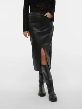 Vmveri midi-rok met hoge taille