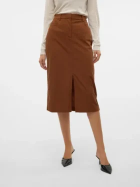 Vmvilja corduroy midi-rok met hoge taille