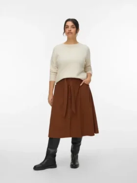 Vmvilja corduroy midi-rok met hoge taille
