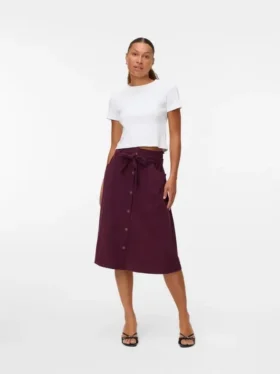 Vmvilja corduroy midi-rok met hoge taille