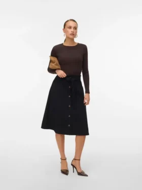 Vmvilja corduroy midi-rok met hoge taille