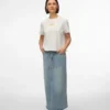 Vmwien midi-rok met middelhoge taille