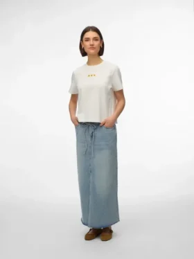 Vmwien midi-rok met middelhoge taille
